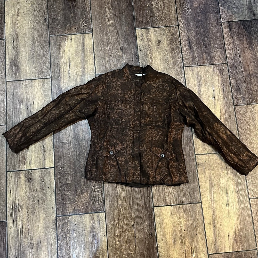 Chico's Iridescent Brown Bronze Button Up Jacket  Size 1 Small NWOT